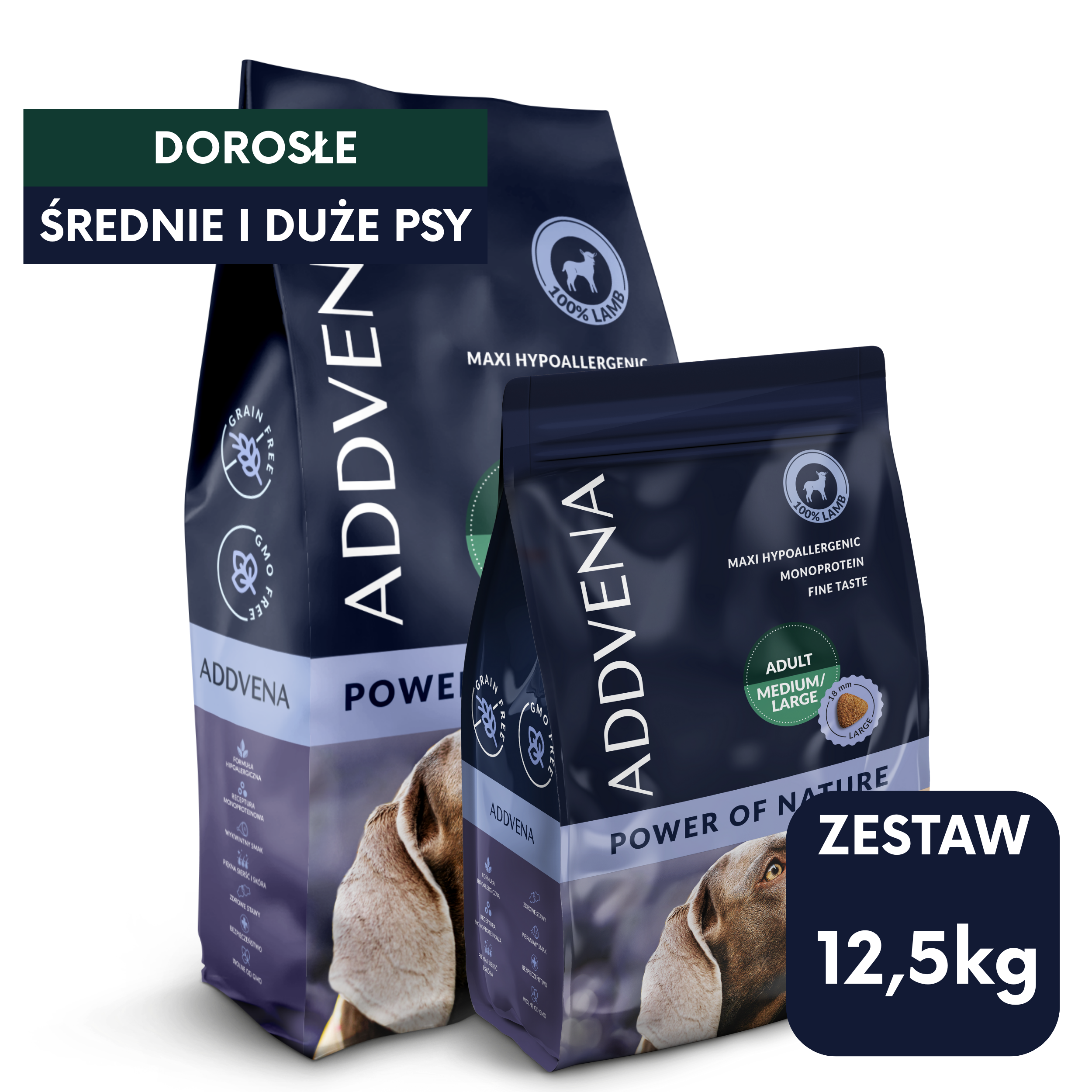 POWER OF NATURE dla dorosłych psów średnich i dużych ras 10+2,5kg ZESTAW