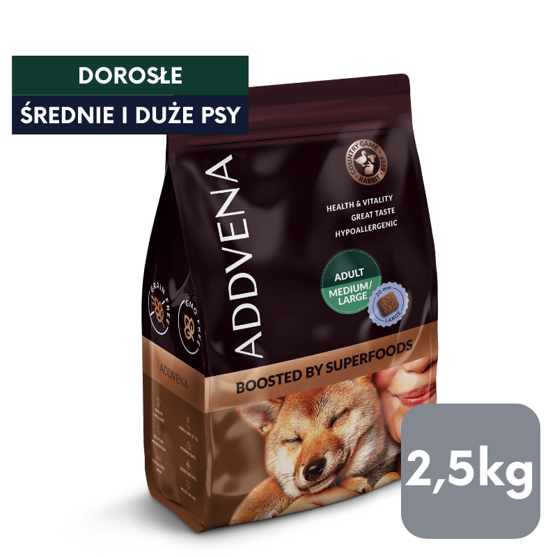 BOOSTED BY SUPERFOODS dla dorosłych psów średnich i dużych ras 2,5kg
