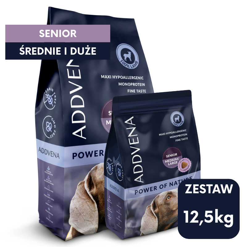 POWER OF NATURE dla starszych psów średnich i dużych ras 10+2,5kg ZESTAW